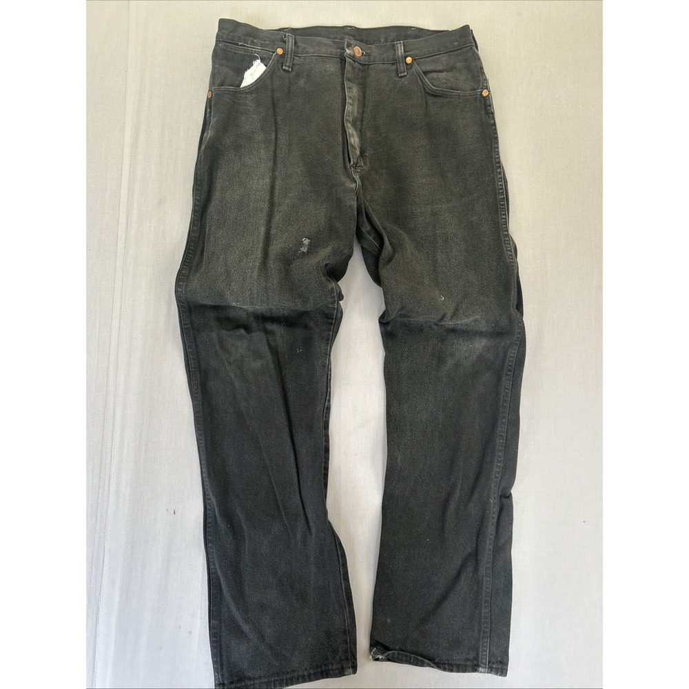 Vintage Wrangler Denim Jeans Cowboy Mens 36x32 13MWZWK Western Black USA Made